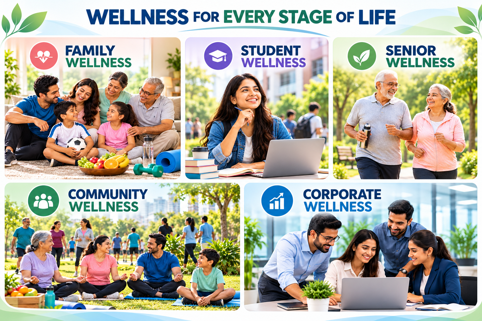Wellness for every stage of life — family, students, seniors, community, and corporate health screening